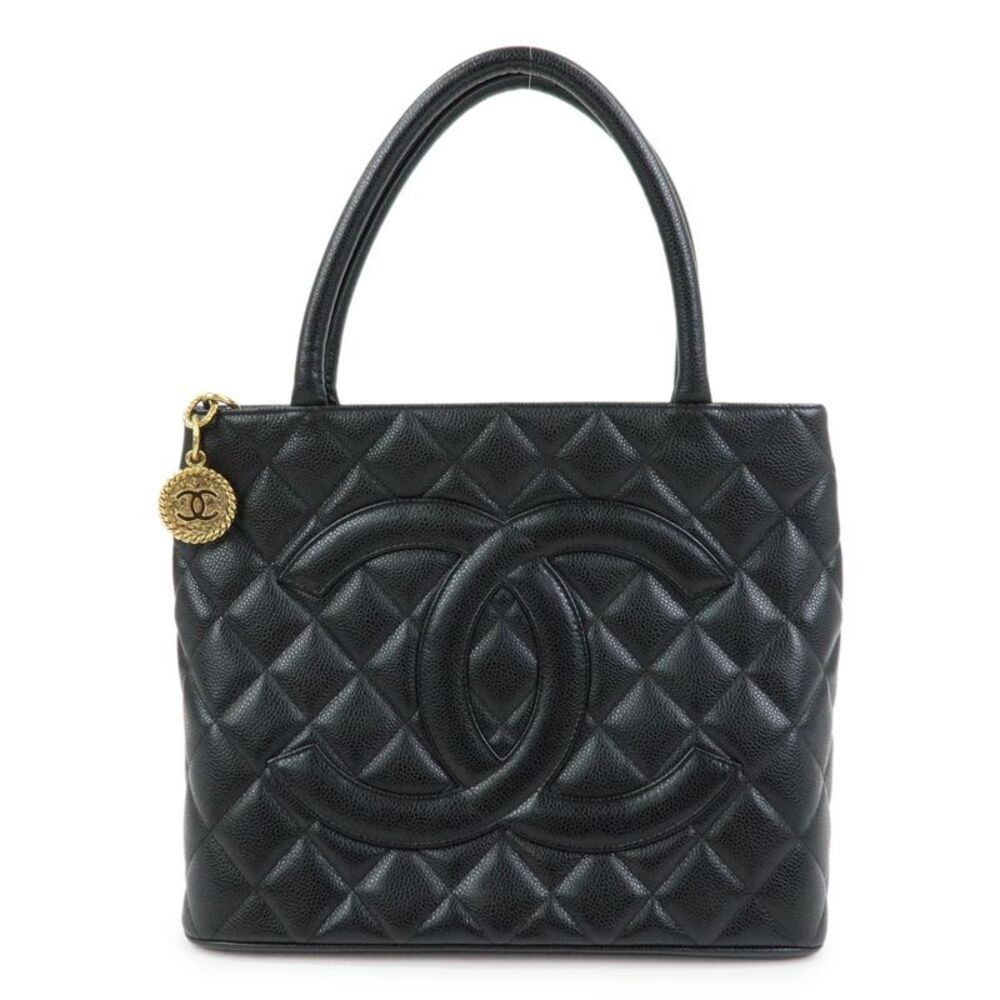 Chanel Medallion Quilted Caviar Black Leather Tote Bag Bag